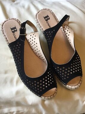Classic suede espadrille Slingback Wedge Sandals.